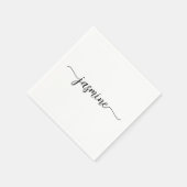 Girly Minimalist White Calligraphy Monogram Name Serviette (Ecke)