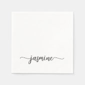 Girly Minimalist White Monogram Calligraphy Script Serviette (Vorderseite)