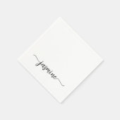 Girly Minimalist White Monogram Calligraphy Script Serviette (Ecke)