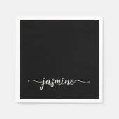 Girly Minimalistisch Black Monogram Calligrafy Scr Serviette (Vorderseite)
