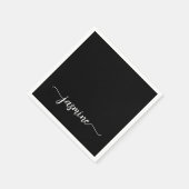 Girly Minimalistisch Black Monogram Calligrafy Scr Serviette (Ecke)