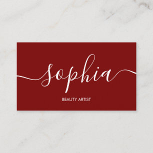 Girly Minimalistisch Calligraphy Red Visitenkarte