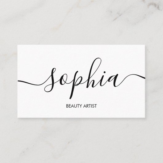 Girly Minimalistisch Calligraphy White Business Ca Visitenkarte (Vorderseite)