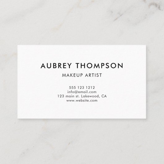 Girly Minimalistisch Calligraphy White Visitenkarte (Rückseite)