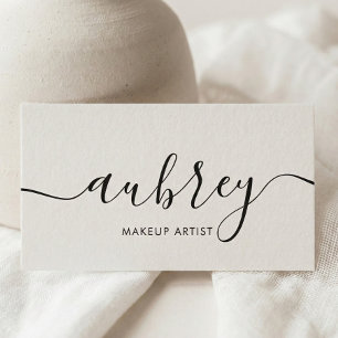 Girly Minimalistisch Calligraphy White Visitenkarte