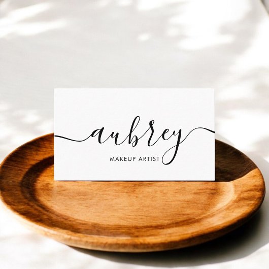 Girly Minimalistisch Calligraphy White Visitenkarte