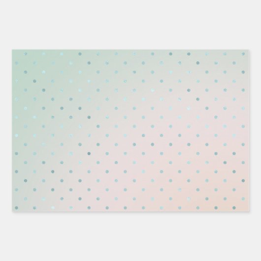 Girly Mint Aqua Peach Glam Dots Geschenkpapier Set (Vorderseite)