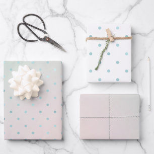 Girly Mint Aqua Peach Glam Dots Geschenkpapier Set