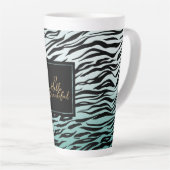 Girly Mint Black Zebra Print Ombre Hallo schön Milchtasse (Rechte Ecke)