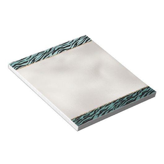 Girly Mint Black Zebra Print Ombre Notizblock (angewinkelt)