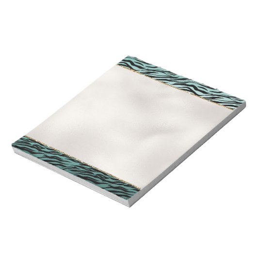 Girly Mint Black Zebra Print Ombre Notizblock (Rotiert)