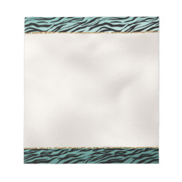 Girly Mint Black Zebra Print Ombre Notizblock