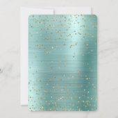 Girly Mint Glam Gold Sparkle Confetti Kinderdusche Einladung (Rückseite)