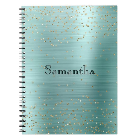 Girly Mint Glam Gold Sparkle Lila Confetti Notizblock (Vorderseite)