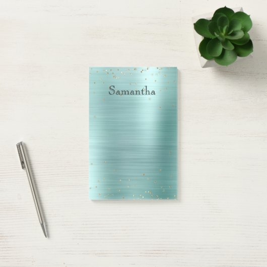 Girly Mint Glam Gold Sparkle Lila Confetti Post-it Klebezettel (Büro)