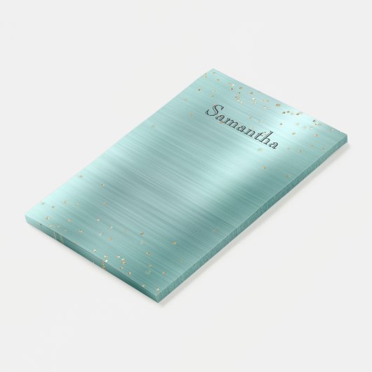 Girly Mint Glam Gold Sparkle Lila Confetti Post-it Klebezettel (angewinkelt)