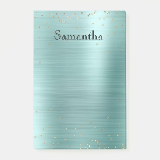 Girly Mint Glam Gold Sparkle Lila Confetti Post-it Klebezettel (Vorderseite)