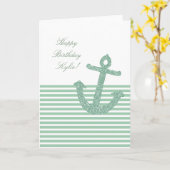Girly Mint Glitzer Anchor Geburtstag Karte (Gelbe Blume)