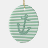 Girly Mint Glitzer Anchor Keramik Ornament (Rechts)