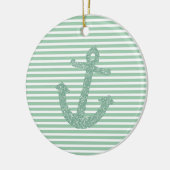 Girly Mint Glitzer Anchor Keramik Ornament (Links)