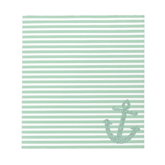 Girly Mint Glitzer Anchor Notizblock (Vorderseite)