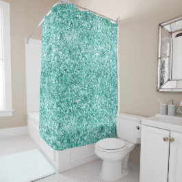 Girly Mint Glitzer Confetti Duschvorhang