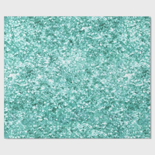 Girly Mint Glitzer Confetti Geschenkpapier (Flach)