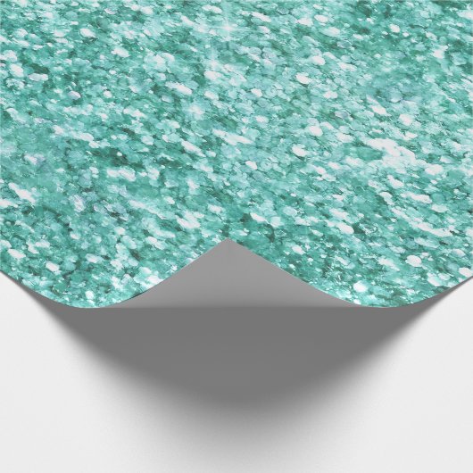 Girly Mint Glitzer Confetti Geschenkpapier (Ecke)