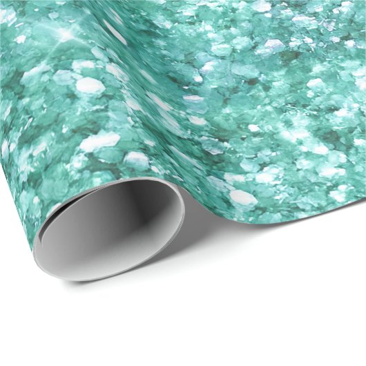 Girly Mint Glitzer Confetti Geschenkpapier (Rolleneckpunkt)