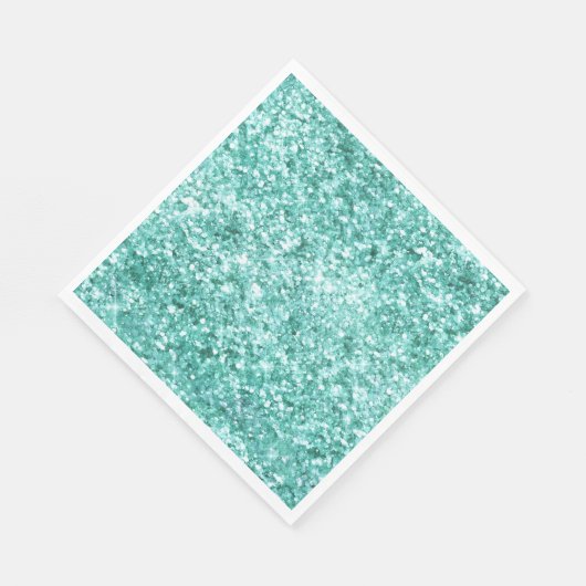 Girly Mint Glitzer Confetti Serviette (Ecke)