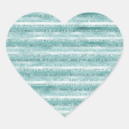Girly Mint Glitzer Glam Streifen (Bild des Glitzer Herz-Aufkleber