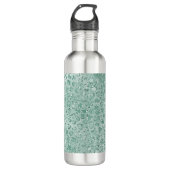 Girly Mint Glitzer Glitz Leopard Edelstahlflasche (Vorderseite)