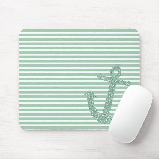 Girly Mint Glitzer Nautical Anchor Mousepad (Mit Mouse)