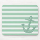 Girly Mint Glitzer Nautical Anchor Mousepad (Vorne)