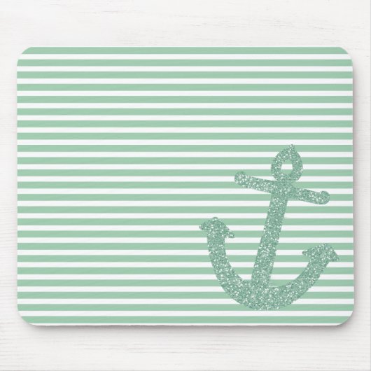 Girly Mint Glitzer Nautical Anchor Mousepad (Vorne)