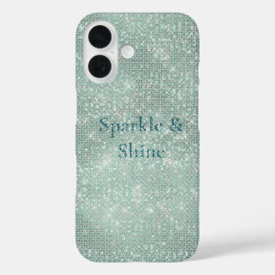Girly Mint Glitzy Sparkle iPhone 16 Hülle