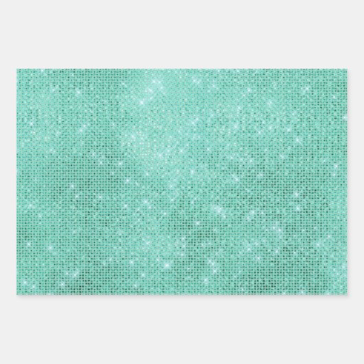 Girly Mint Glitzy Sparkle Geschenkpapier Set (Vorderseite 3)