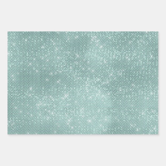 Girly Mint Glitzy Sparkle Geschenkpapier Set (Vorderseite 2)