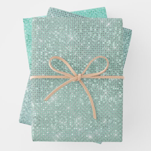 Girly Mint Glitzy Sparkle Geschenkpapier Set (Beispiel)