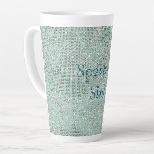 Girly Mint Glitzy Sparkle Milchtasse (Linke Ecke)