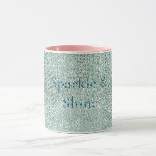 Girly Mint Glitzy Sparkle Tasse (Zentrum)