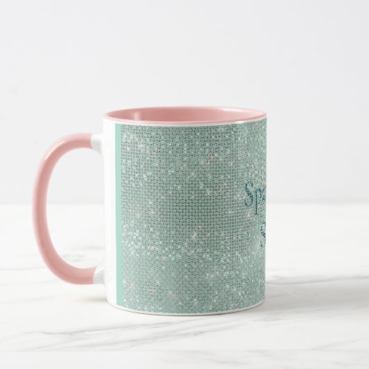 Girly Mint Glitzy Sparkle Tasse (Links)