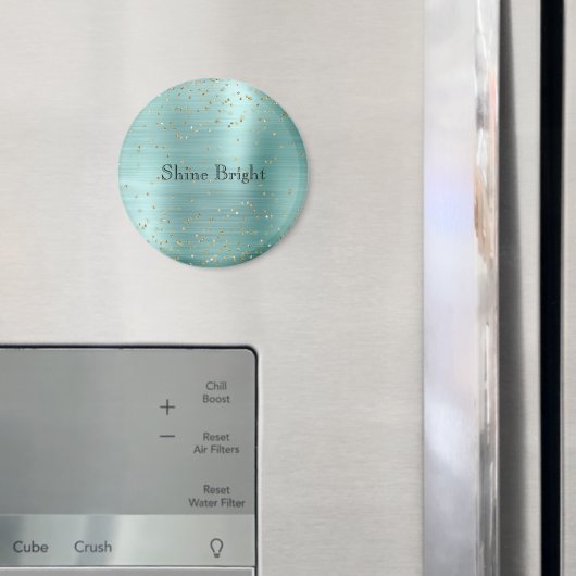 Girly Mint Gold Glam Sparkle Confetti Magnet (In Situ (Kühlschrank))