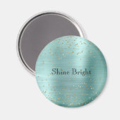 Girly Mint Gold Glam Sparkle Confetti Magnet (Vorderseite/Rückseite)