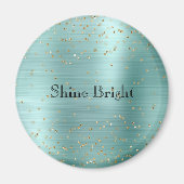 Girly Mint Gold Glam Sparkle Confetti Magnet (Vorne)