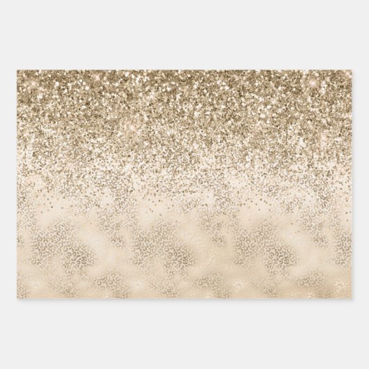 Girly Mint Gold Ombre Leopard Print Geschenkpapier Set (Vorderseite 2)