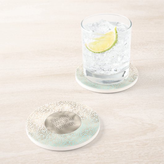 Girly Mint Gold Ombre Leopard Print Getränkeuntersetzer (Seite)