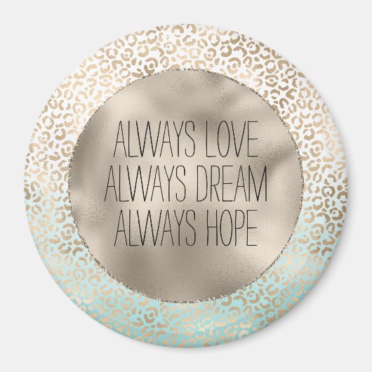 Girly Mint Gold Ombre Leopard Print Magnet (Vorne)