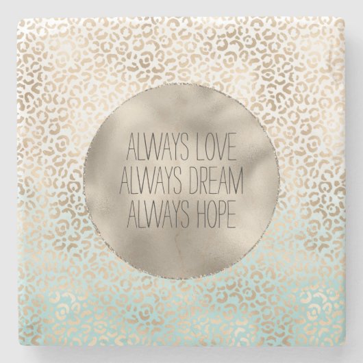 Girly Mint Gold Ombre Leopard Print Steinuntersetzer (Vorderseite)