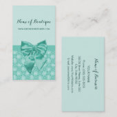 Girly Mint Green Lace Pattern Feminine Ribbon Visitenkarte (Vorne/Hinten)